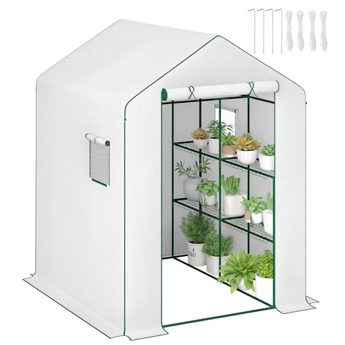 Serre De Jardin Outsunny PE 3 Niveaux Avec Étagères - 69x49x130cm, Bâche Renforcée 140g/m², Idéale Balcon Et Petits Espaces